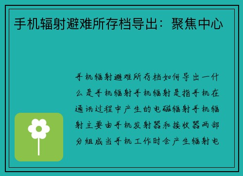 手机辐射避难所存档导出：聚焦中心